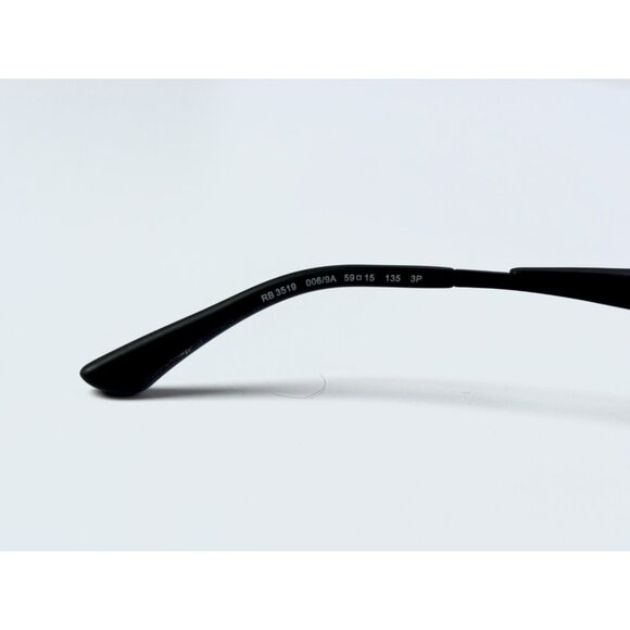 Ray-Ban RB3519 Aviator Black Frame Sunglasses 59mm Green Polarized G-15 Lenses - Picture 3 of 8